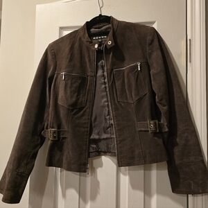Brown Suede Utility Motorcycle Jacket